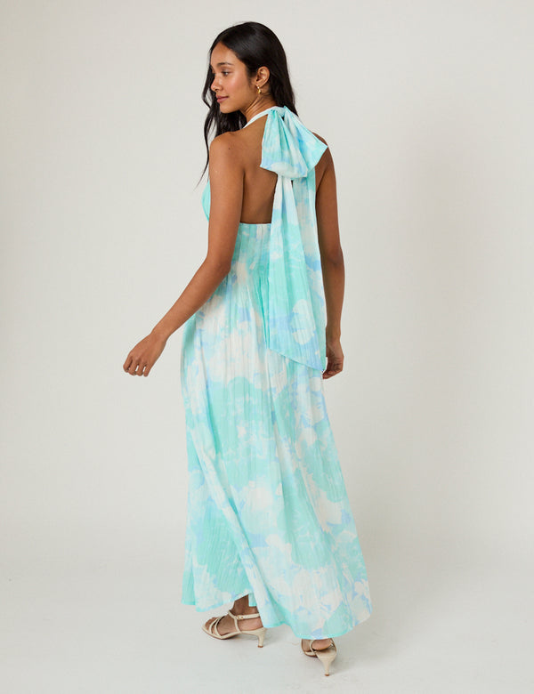 Blue Printed Marceline Midi Dress