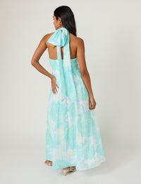 Blue Printed Marceline Midi Dress