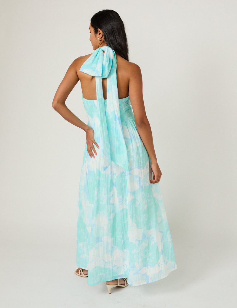 Blue Printed Marceline Maxi Dress