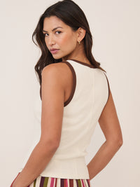 White Square Neck Vest