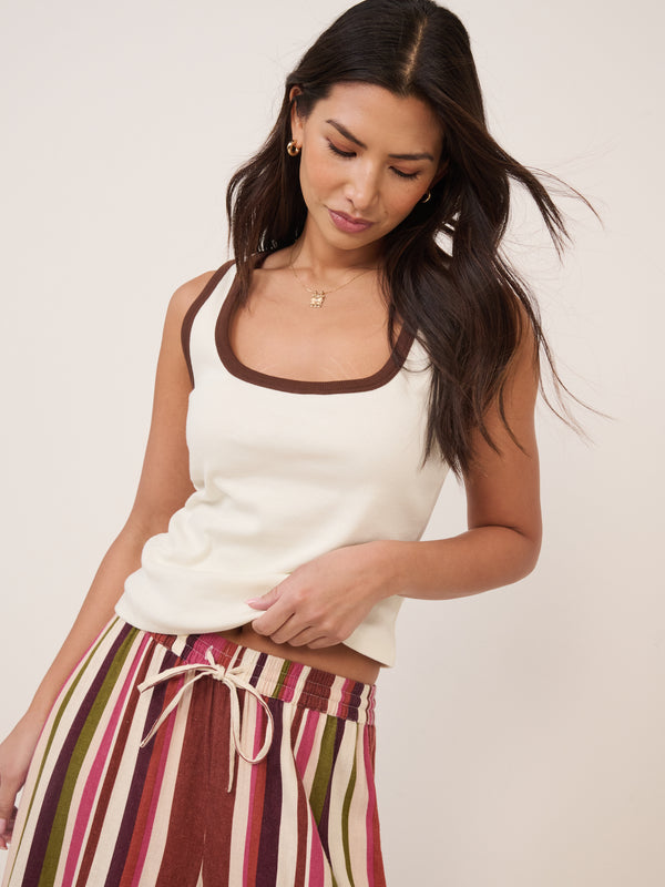 White Square Neck Vest