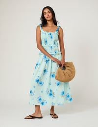 Blue Floral Andrea Midi Dress