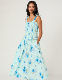 Blue Floral Andrea Midi Dress
