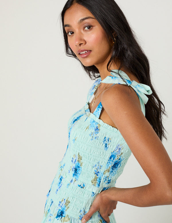 Blue Floral Andrea Midi Dress