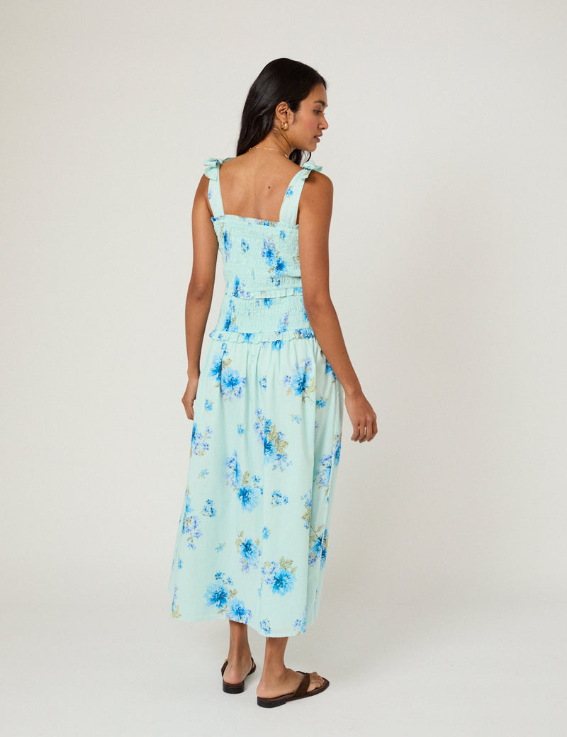 Blue Floral Andrea Midi Dress