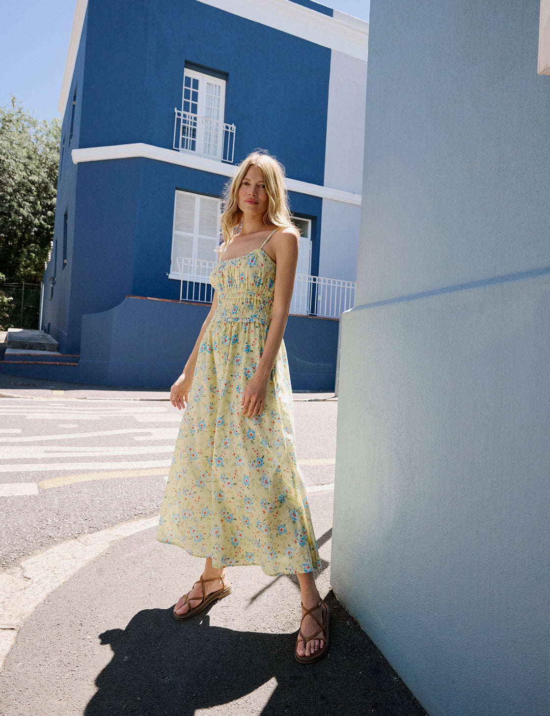 Butter Yellow Floral Alina Midi Dress