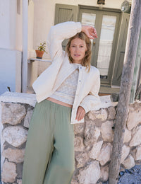 White Pointelle Knitted Tee