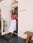 Red Striped Knitted Polo Top