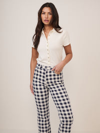 White Knitted Polo Top