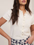 White Knitted Polo Top
