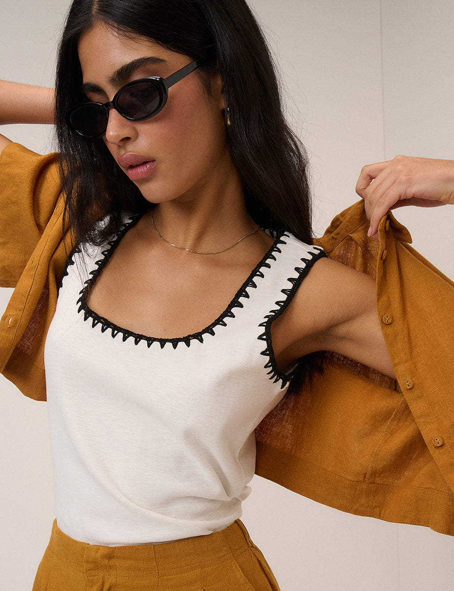 Crochet Trim Vest