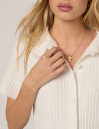 White Crochet Collar Shirt