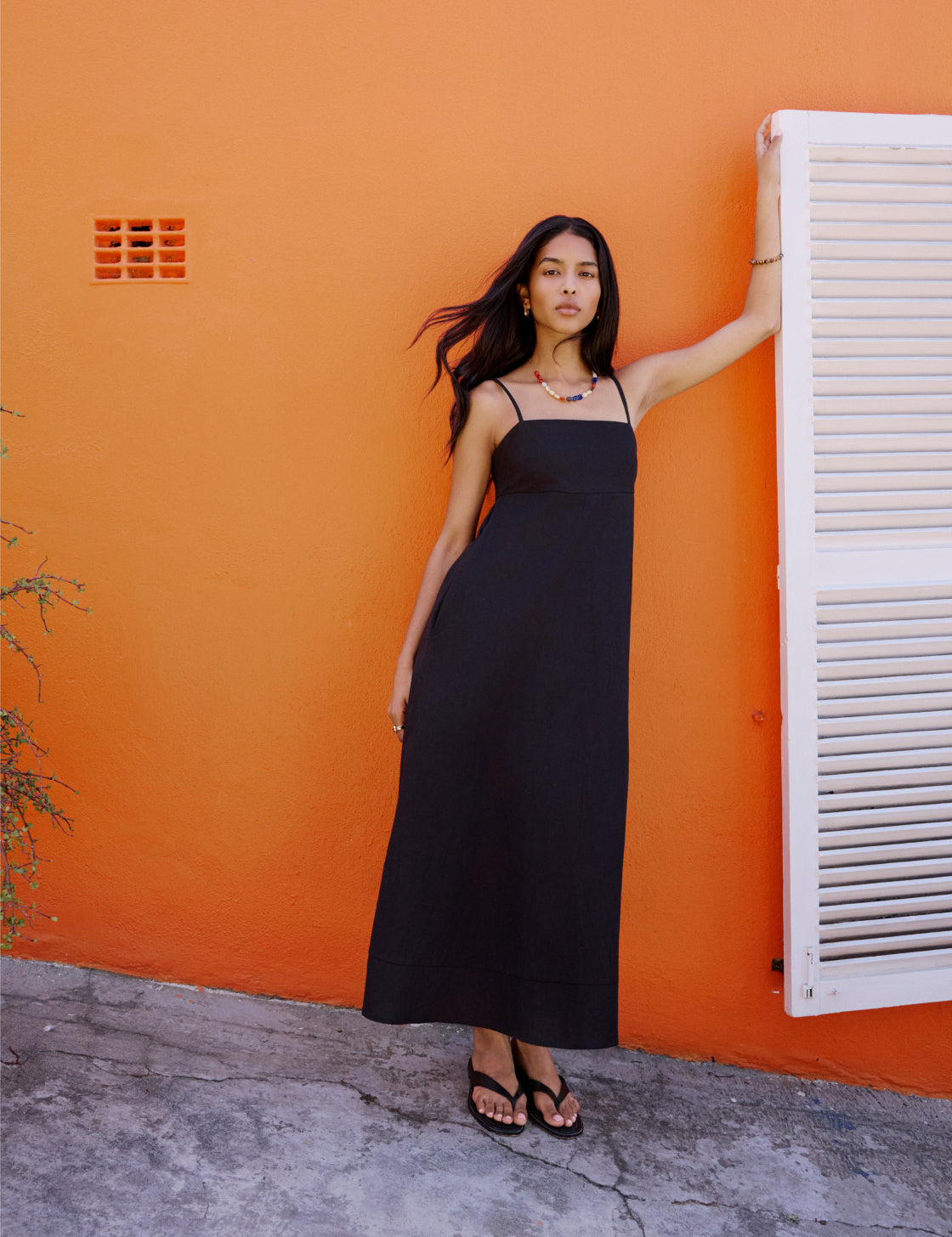 Black Square Neck Rebecca Midi Dress