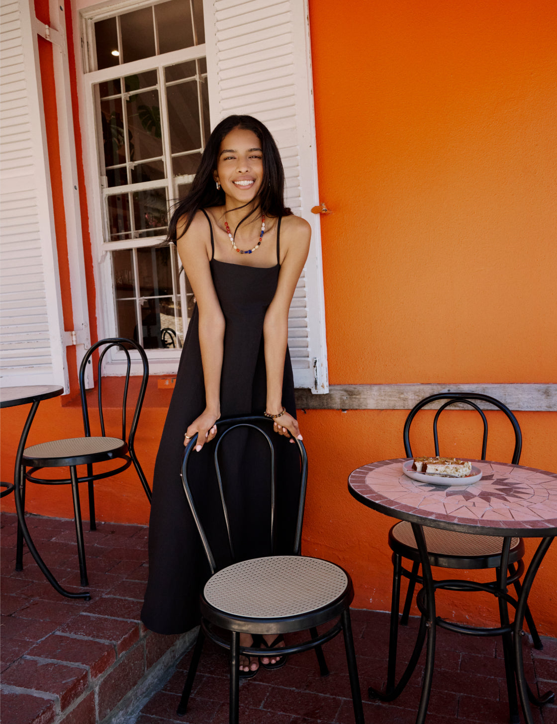 Black Square Neck Rebecca Midi Dress