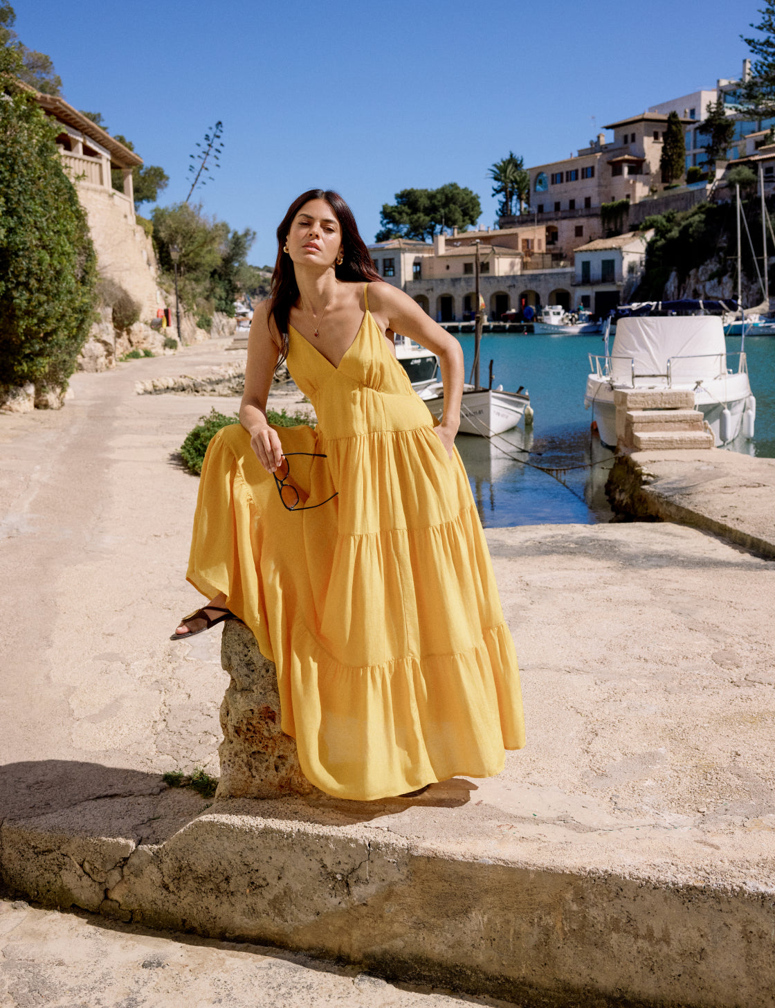 Yellow Tiered Thea Maxi Dress Yellow Tiered Thea Maxi Dress