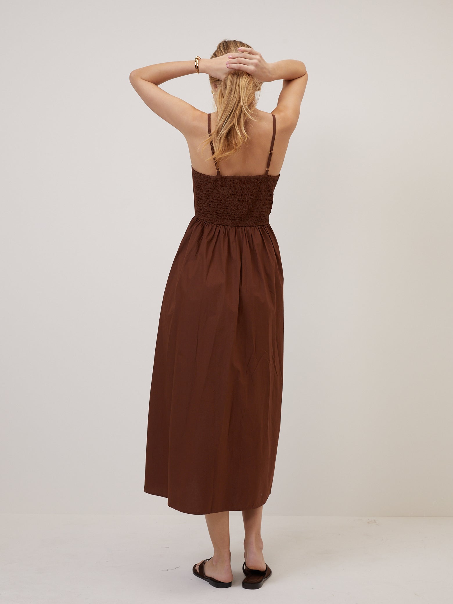 Brown Fitted Bodice Briella Midi Dress Brown Fitted Bodice Briella Midi Dress