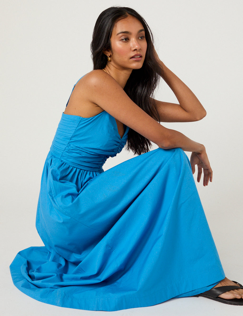 Blue Ruched Paige Maxi Dress Blue Ruched Paige Maxi Dress