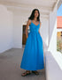 Blue Ruched Paige Maxi Dress