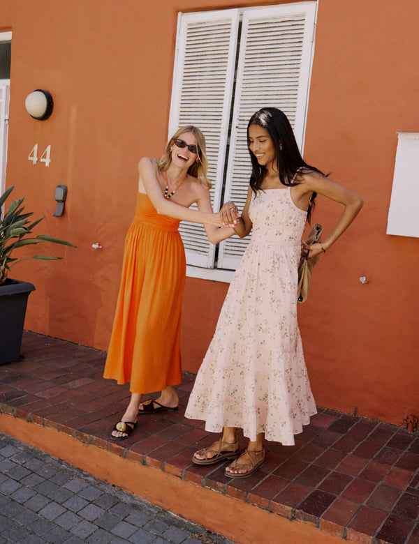 Pink Floral Veronica Midi Dress