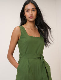 Green Square Neck Jumpsuit