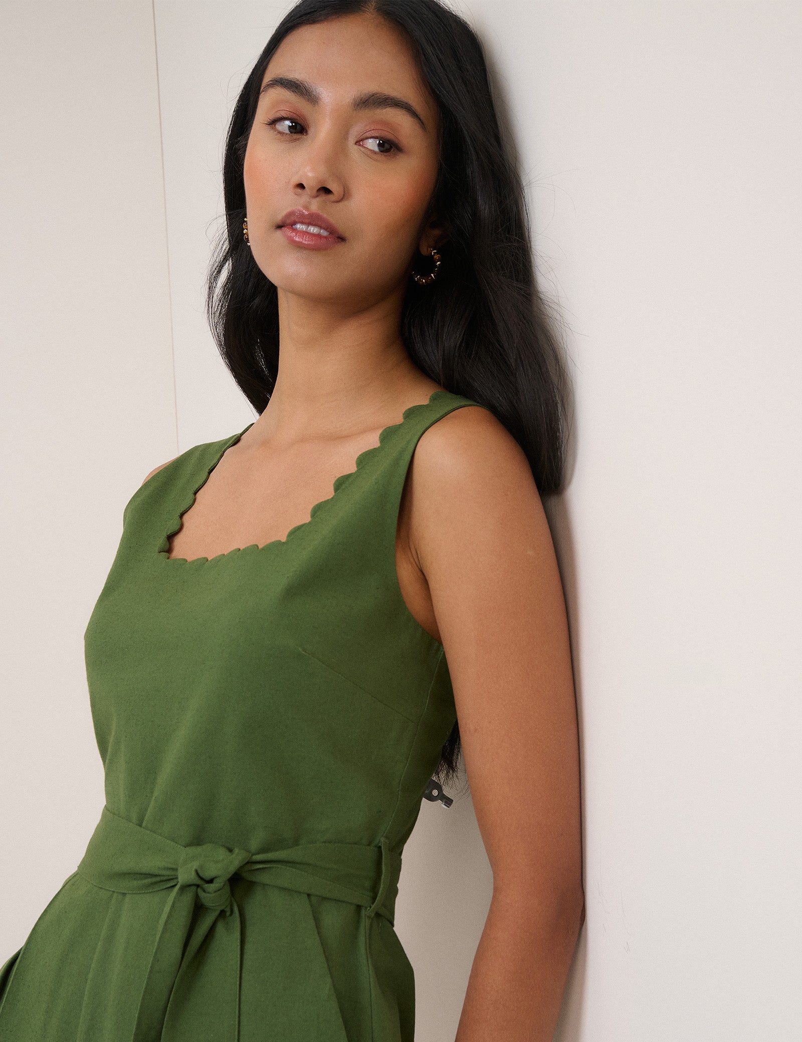 Green Square Neck Jumpsuit