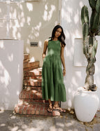 Green Sleeveless Charlie Midi Dress