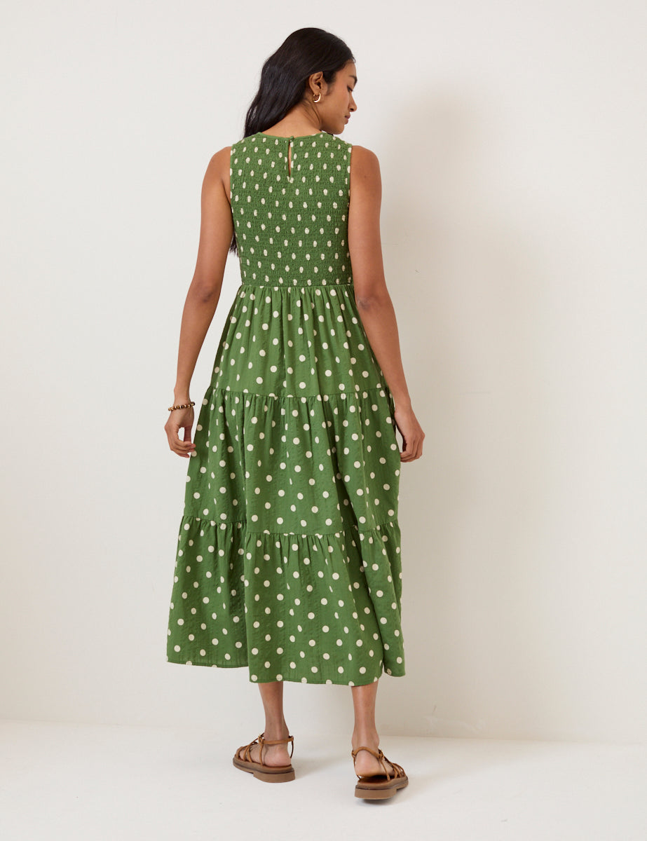 Green Polka Dot Sleeveless Charlie Midi Dress Green Polka Dot Sleeveless Charlie Midi Dress