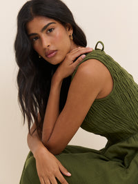 Khaki Sleeveless Audrey Midi Dress