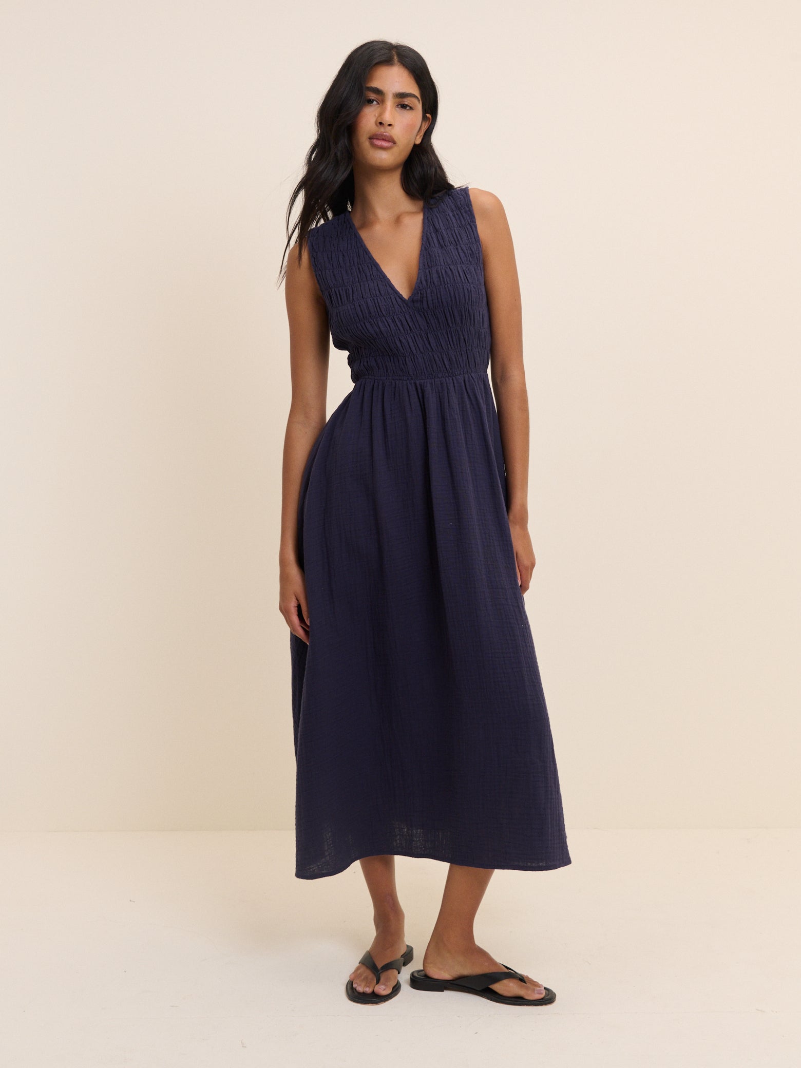 Navy Sleeveless Audrey Midi Dress Navy Sleeveless Audrey Midi Dress