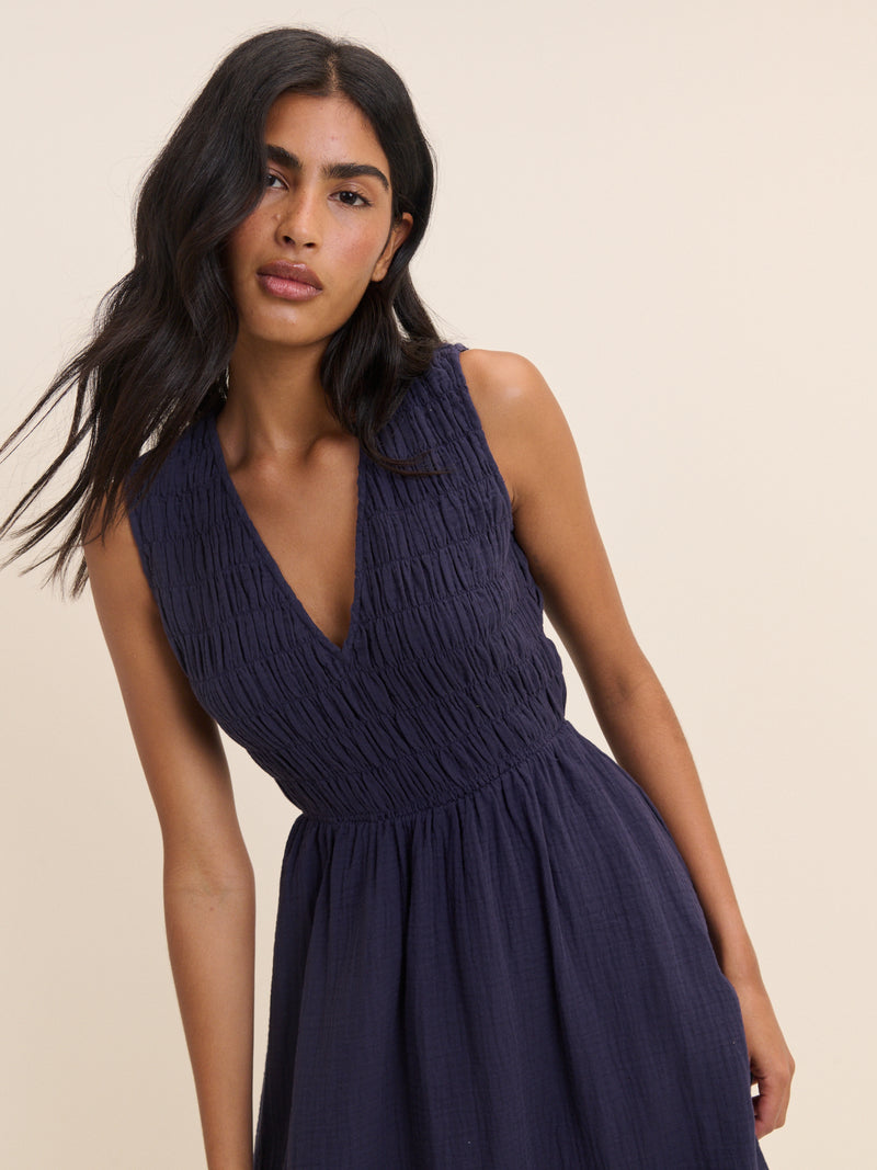 Navy Sleeveless Audrey Midi Dress
