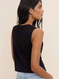 Black Embroidered Tie Front Waistcoat