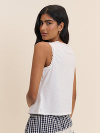 White Embroidered Tie Front Top