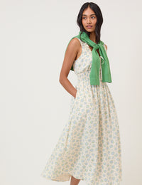 White Floral Rylee Midi Dress