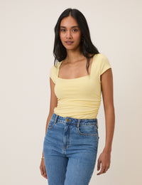 Butter Yellow Square Neck Top