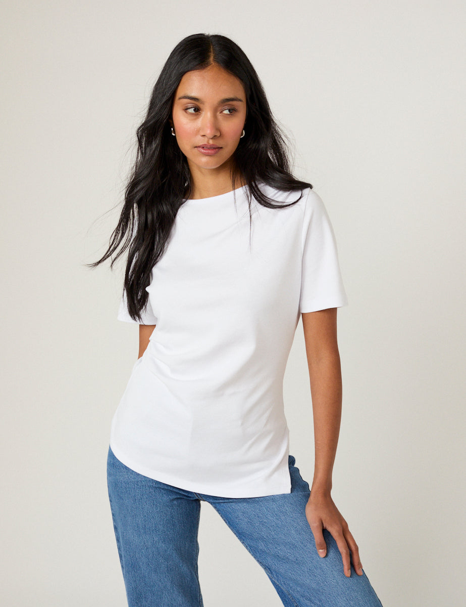 White Pleated T-Shirt