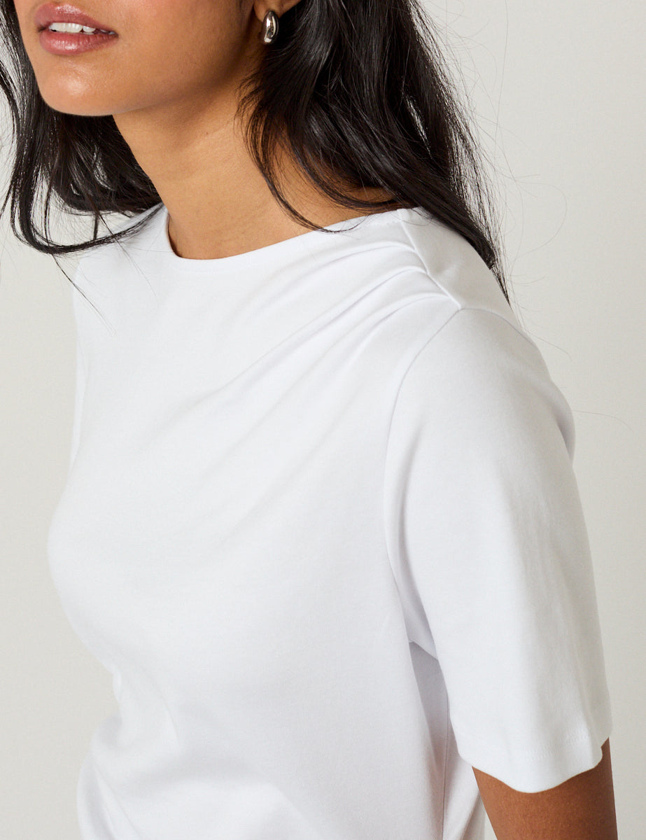 White Pleated T-Shirt