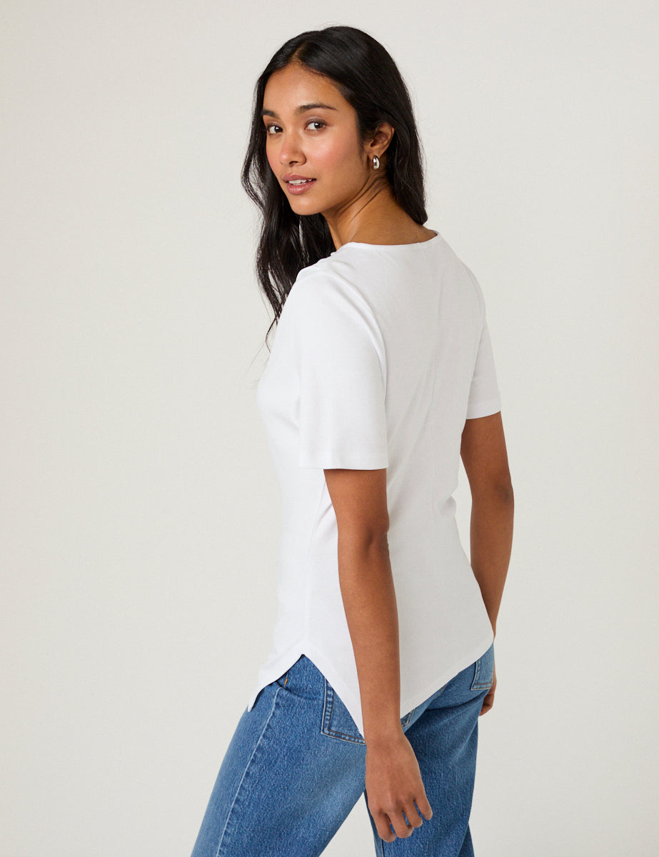 White Pleated T-Shirt
