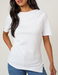 White Pleated T-Shirt