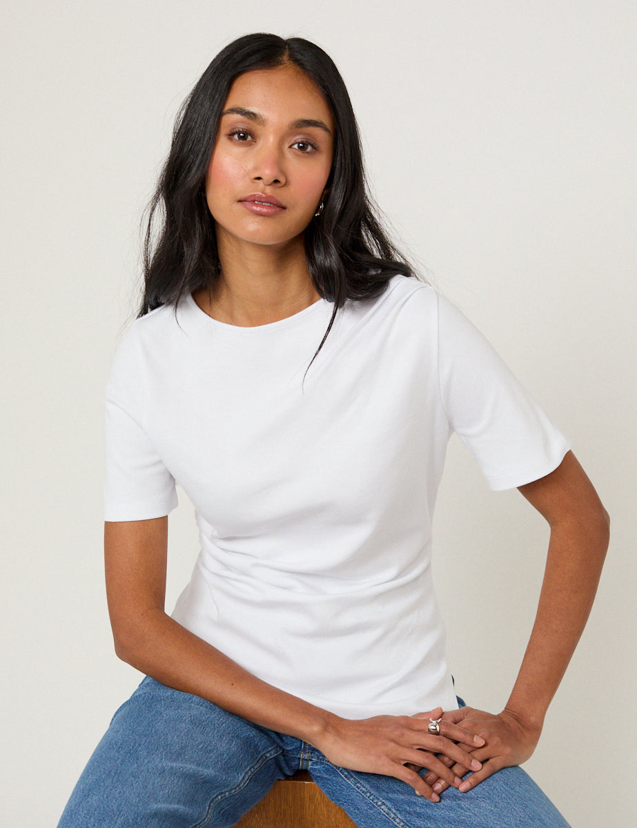 White Pleated T-Shirt
