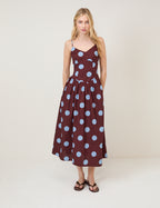 Brown Polka Dot Renley Midi Dress