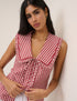Red Gingham Peter Pan Collar Blouse