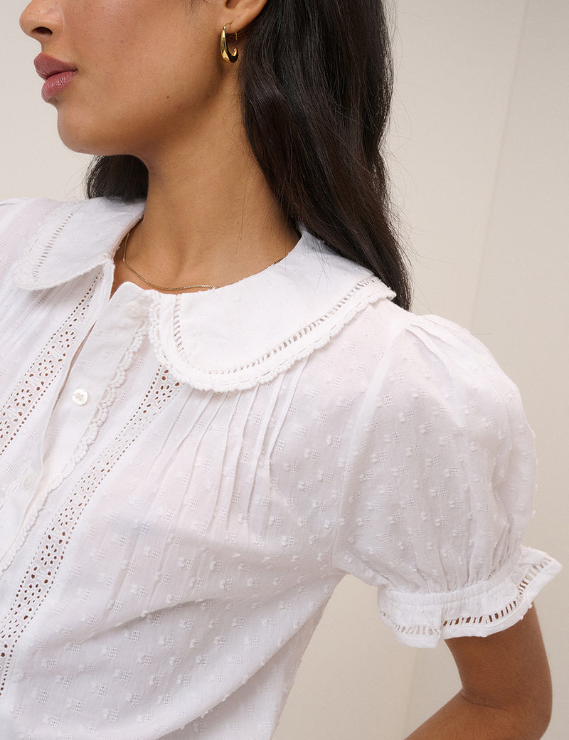 White Broderie Anglaise Peter Pan Collar Blouse