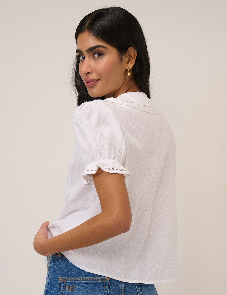 White Broderie Anglaise Peter Pan Collar Blouse