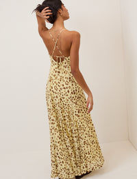 Butter Yellow Leopard Print Kiki Midi Dress