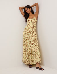 Butter Yellow Leopard Print Kiki Midi Dress