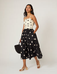 Monochrome Polka Dot Alice Midi Dress