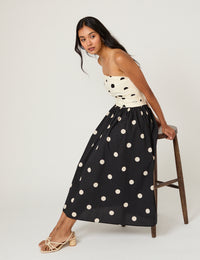 Monochrome Polka Dot Alice Midi Dress