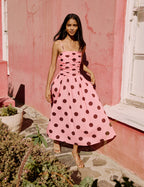 Pink Polka Dot Bandeau Alice Midi Dress