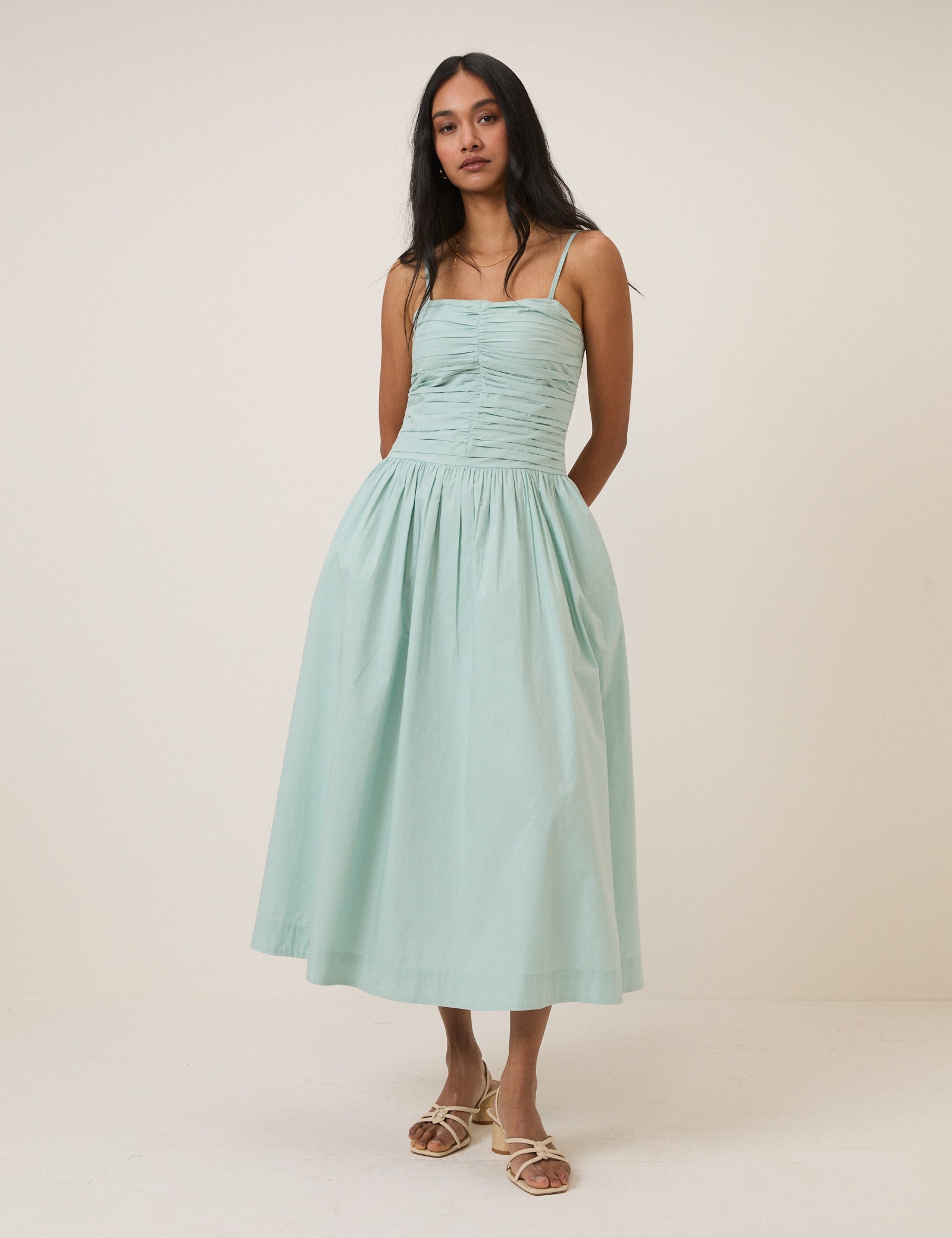 Blue Bandeau Rosalie Midi Dress