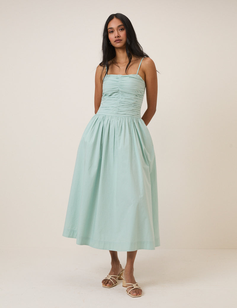 Blue Bandeau Rosalie Midi Dress